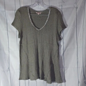 Juicy Couture green knit V-neck shirt